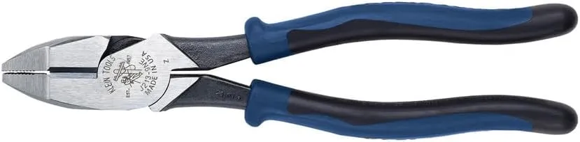 Klein Tools J213-9NE Side Cutter Linemans Pliers, Made in USA, High Leverage, 9-Inch, Streamlined Design, Color Coded
