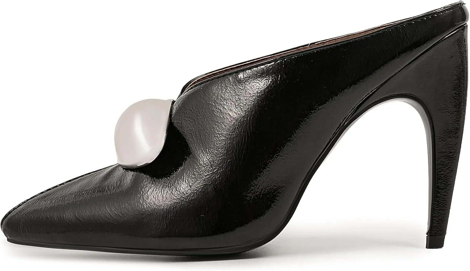 Kluolandi Peep Toe Heeled Mules for Women Sexy High Heels Slip On Mule Heels with Metallic Detail Open Toe Mules