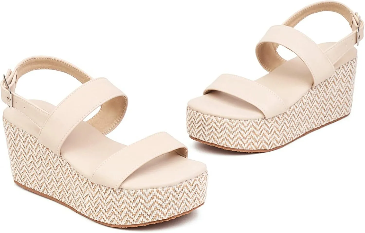 Meefit Women Platform Espadrille Wedges Sandals Open Toe Slingback Ankle Strap High Heels Sandals