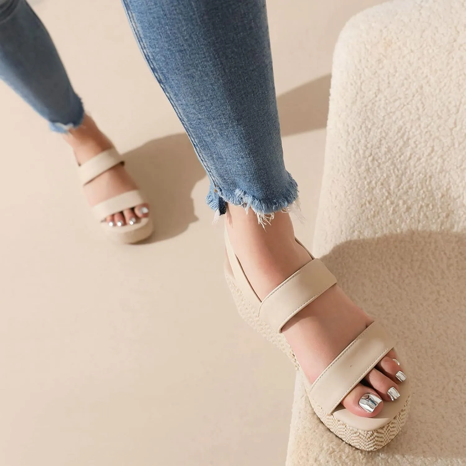 Meefit Women Platform Espadrille Wedges Sandals Open Toe Slingback Ankle Strap High Heels Sandals