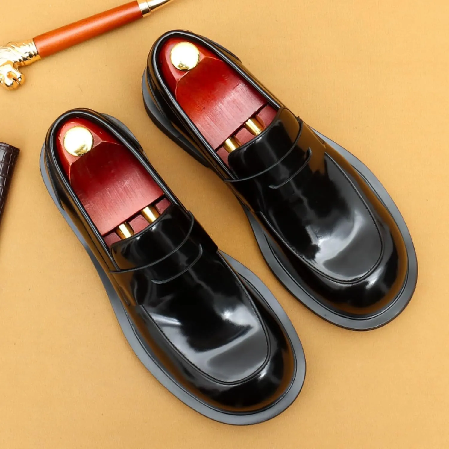 Men's Loafers Slip-Ons Shoes - Calf Upper Breathable Pigskin Lining and Soft Rubber Sole for All-Day Comfort Business Causal Wedding Party Men's Dress Shoes