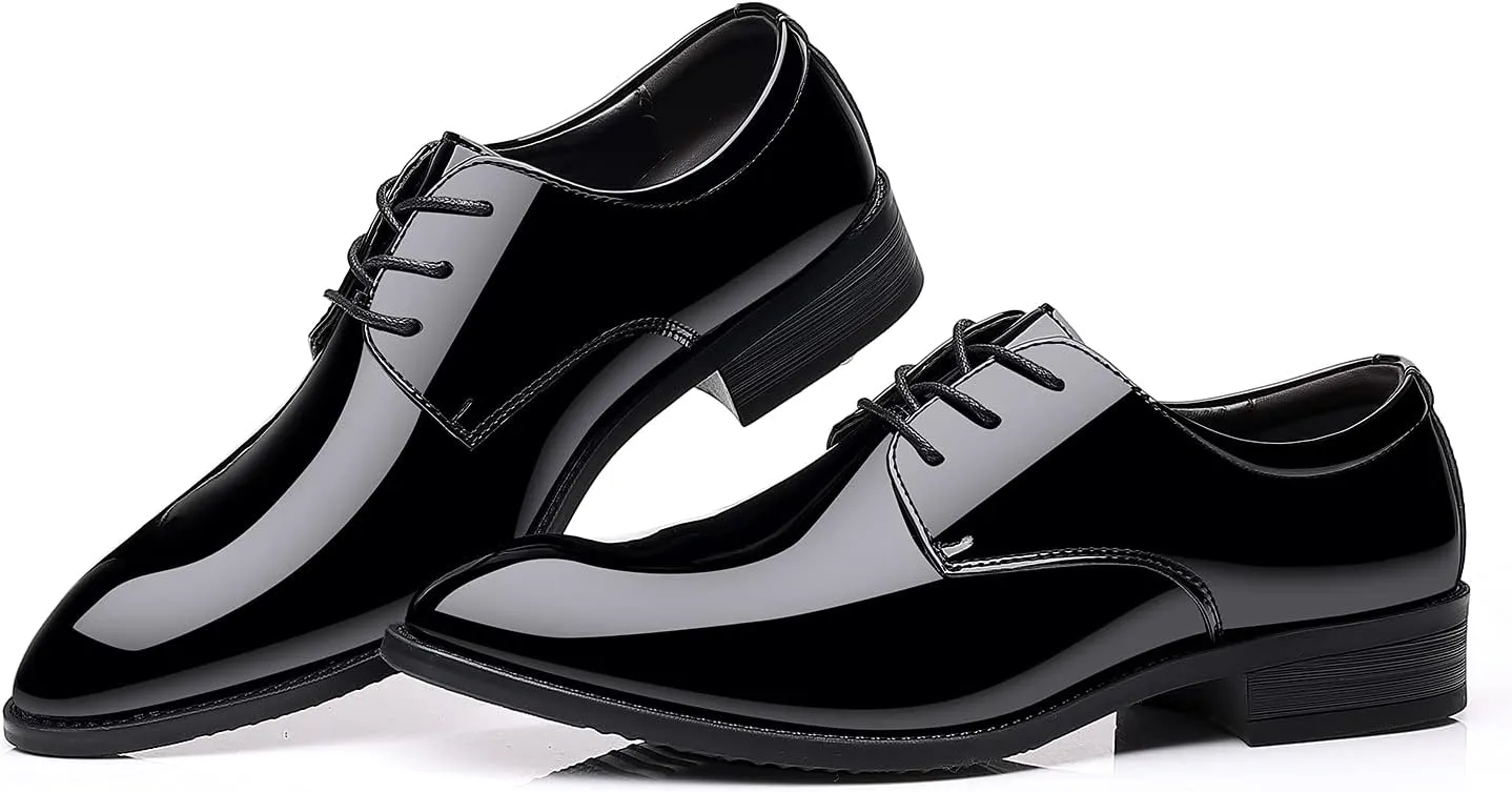 Men's Pointed-Toe Tuxedo Dress Shoes Casual Slip-on Loafer
