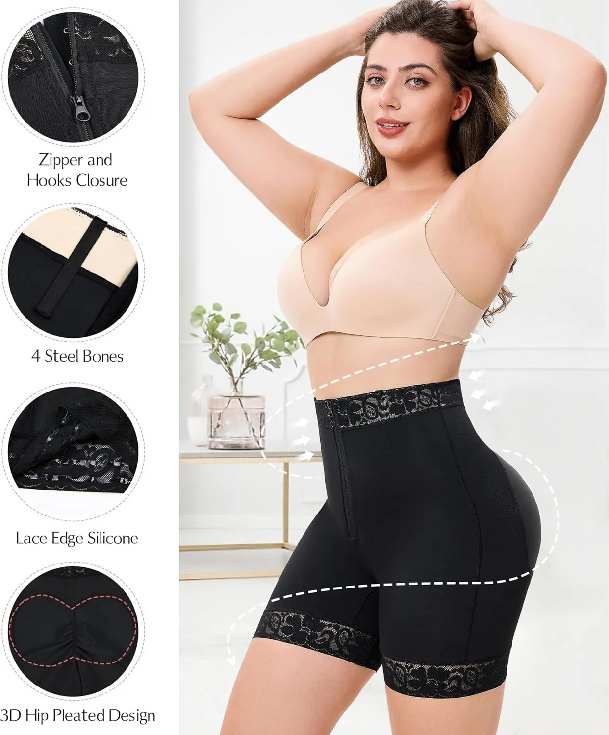 MERYOSZ Tummy Control Panties Butt Lifting Shapewear Shorts for Women Zipper Body Shaper Shorts Thigh Slimmer Underwear