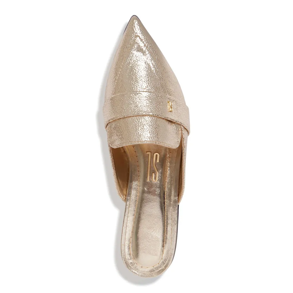 Mule Santa Lolla Dourado Metalizado Bico Fino