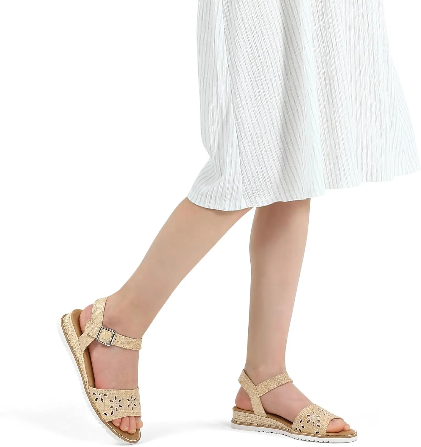 mysoft Women's Espadrilles Wedge Sandals Open Toe Ankle Strap Comfortable Casual Summer Walking Shoes