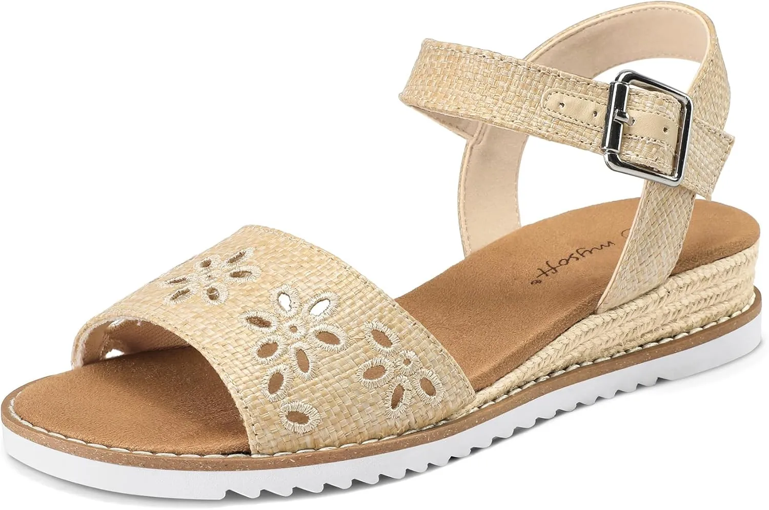 mysoft Women's Espadrilles Wedge Sandals Open Toe Ankle Strap Comfortable Casual Summer Walking Shoes