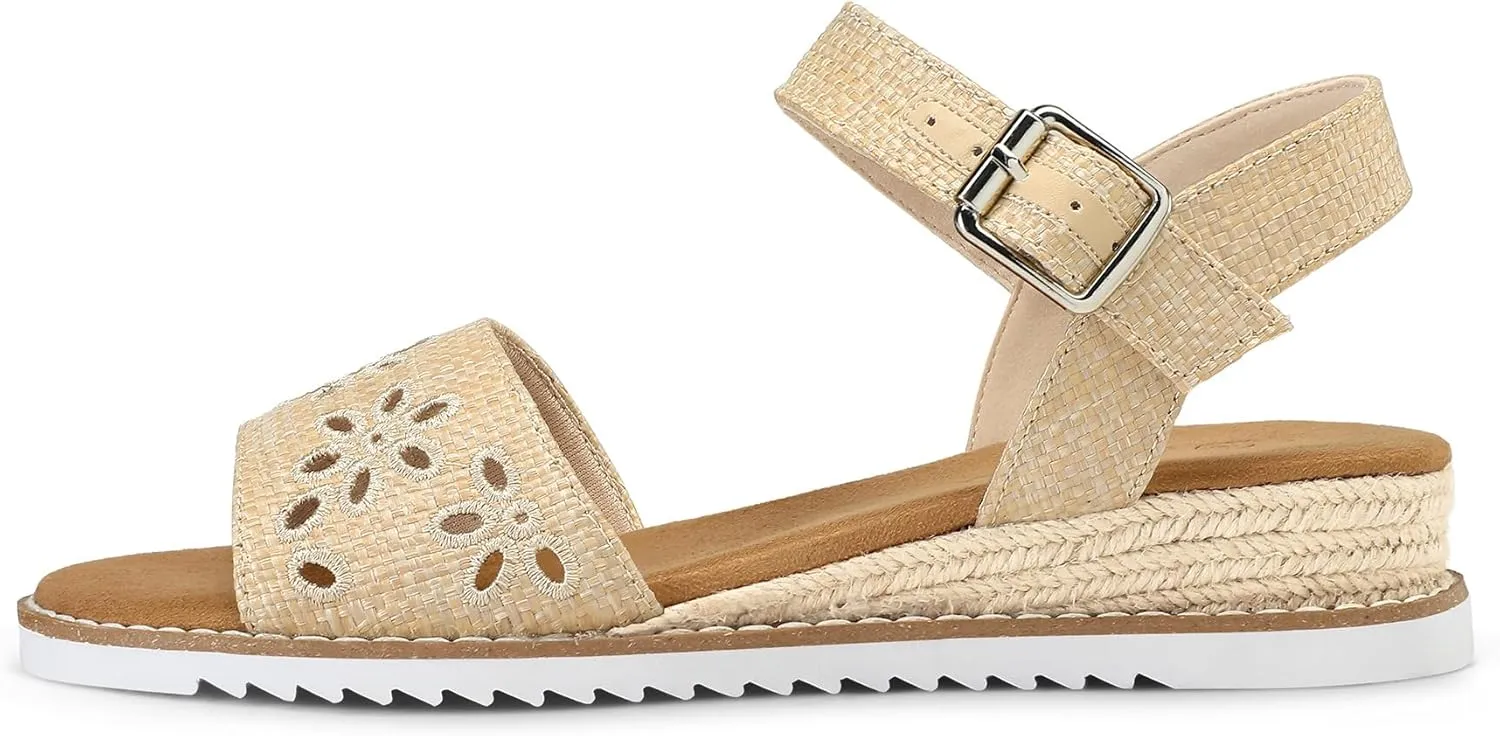 mysoft Women's Espadrilles Wedge Sandals Open Toe Ankle Strap Comfortable Casual Summer Walking Shoes
