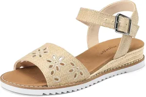 mysoft Women's Espadrilles Wedge Sandals Open Toe Ankle Strap Comfortable Casual Summer Walking Shoes