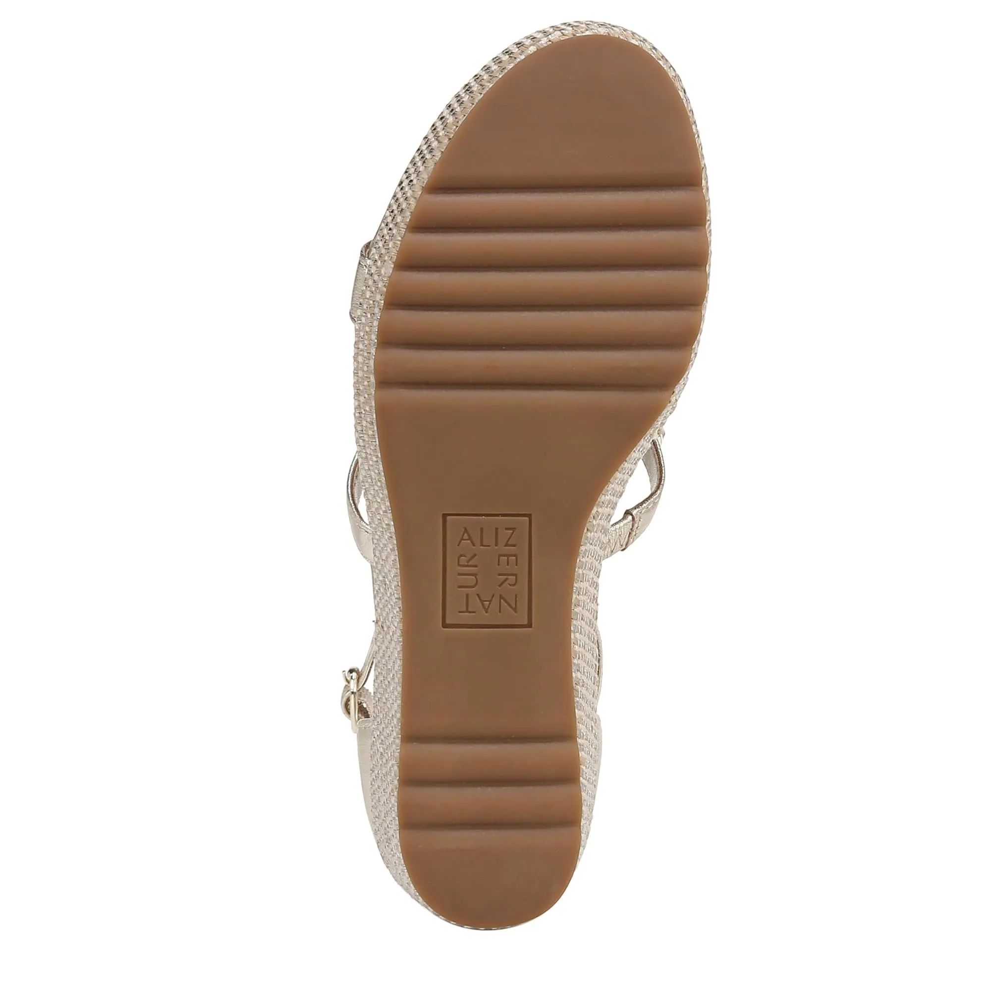 Naturalizer Womens Serena Strappy Wedge Sandal Champagne Metallic 9.5 M