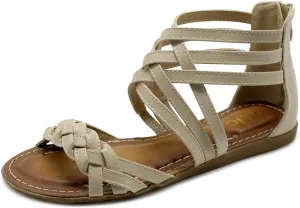 Ollio Women's Shoe Gladiator Strappy Zip Closure Multi Color Sandal