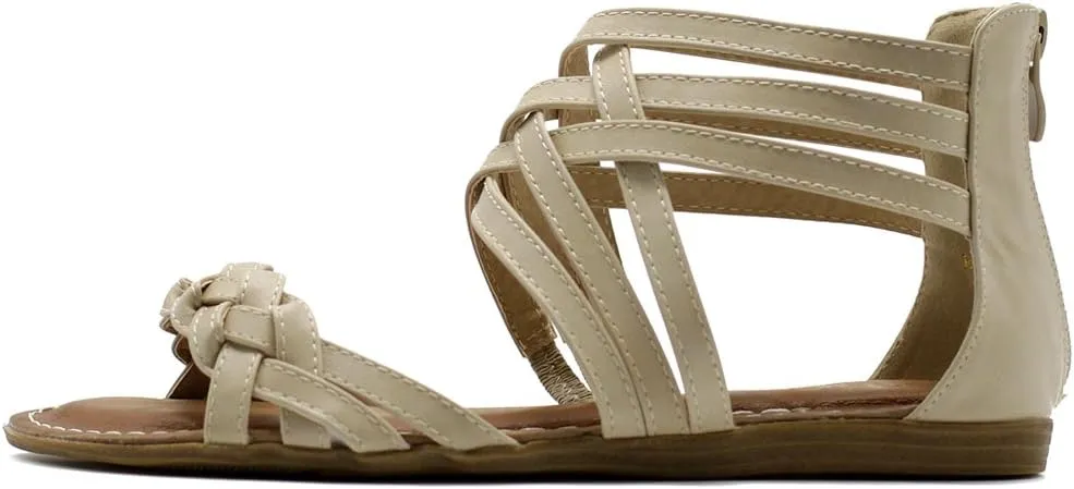 Ollio Women's Shoe Gladiator Strappy Zip Closure Multi Color Sandal