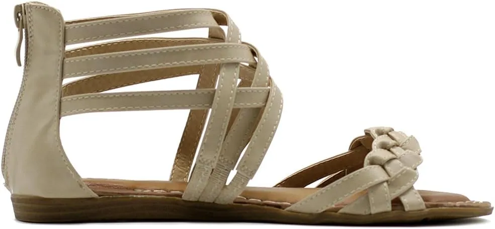 Ollio Women's Shoe Gladiator Strappy Zip Closure Multi Color Sandal