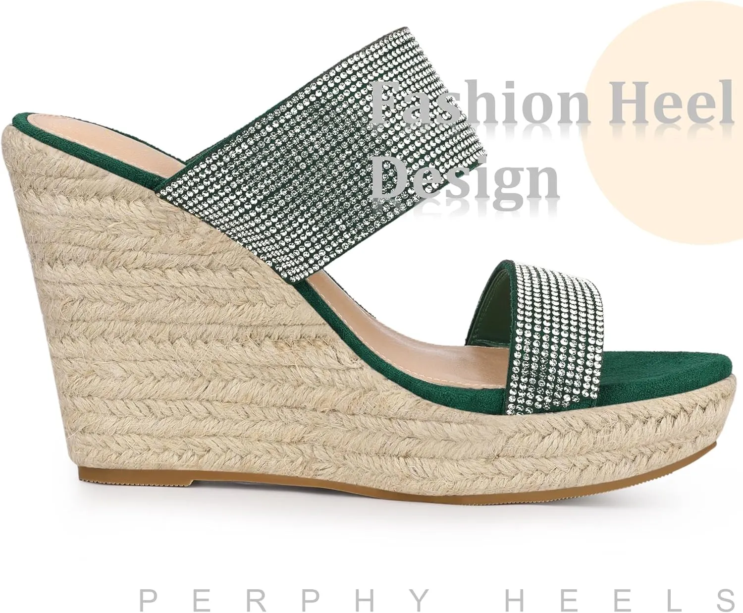 Perphy Platform Rhinestones Dual Strap Espadrille Wedge Sandals for Women