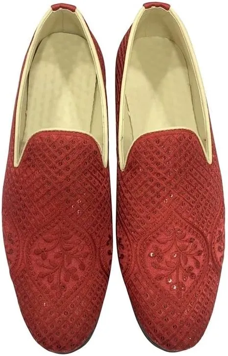 Punjabi Jutti for Men's Loafer Shoes Embroidery Slip-On Party Shoes Mojaris Wedding Bridal Dress Shoes