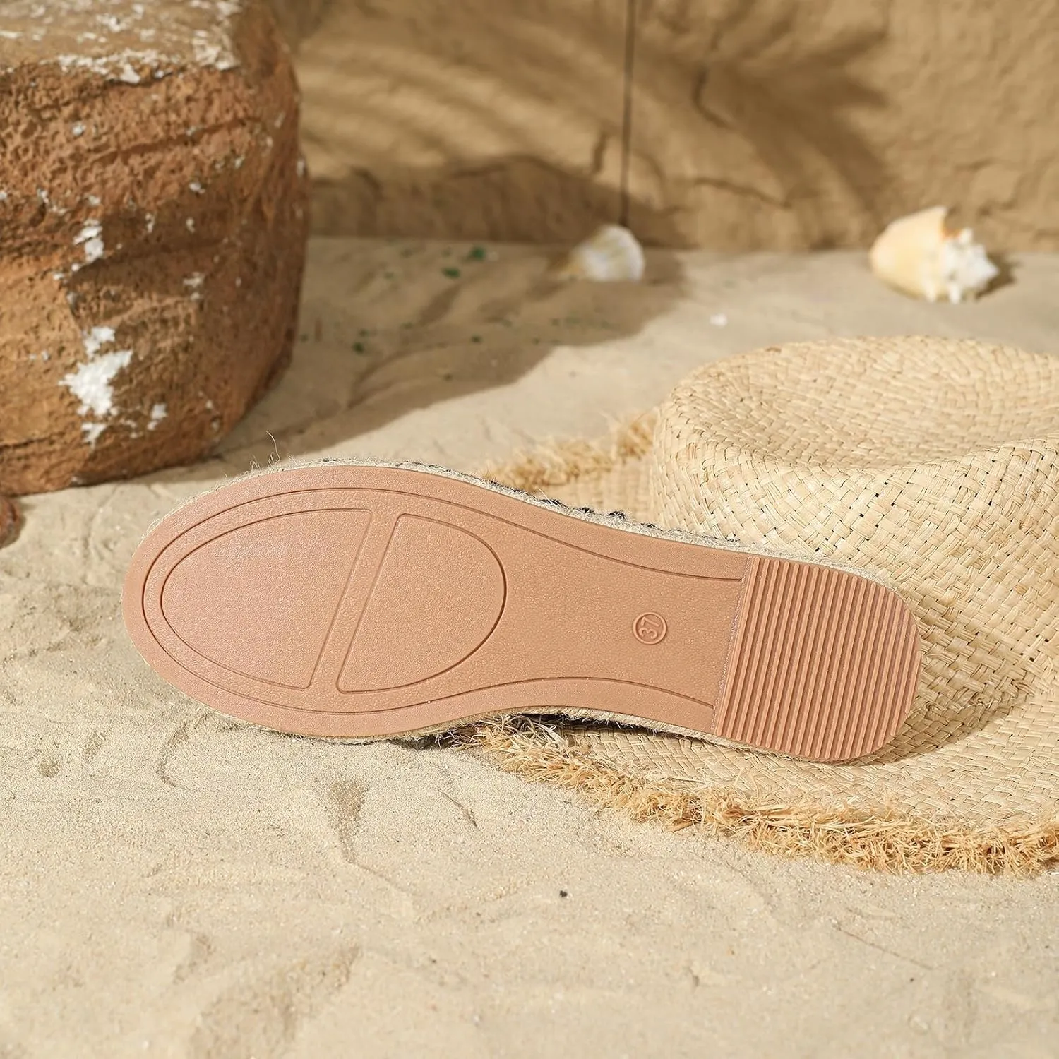 Putu Women's Espadrille Hollow Out Mules Closed Toe Slide Sandals Summer Vacation Flat Shoes