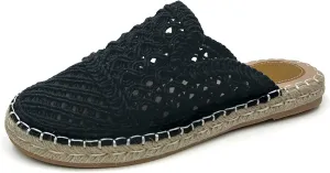 Putu Women's Espadrille Hollow Out Mules Closed Toe Slide Sandals Summer Vacation Flat Shoes