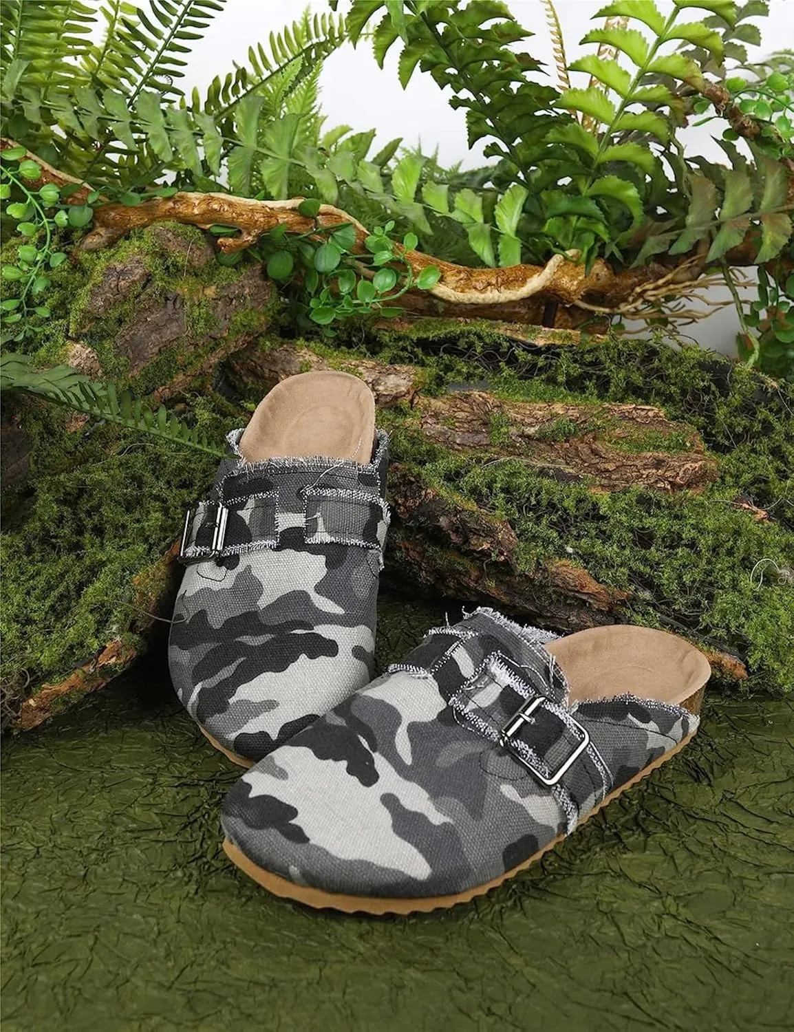RACHAPE Canvas Loafer Women's Vintage Clogs Flat Slides Slip On Mules Shoes Low Top Backless Casual Sneakers for Walking