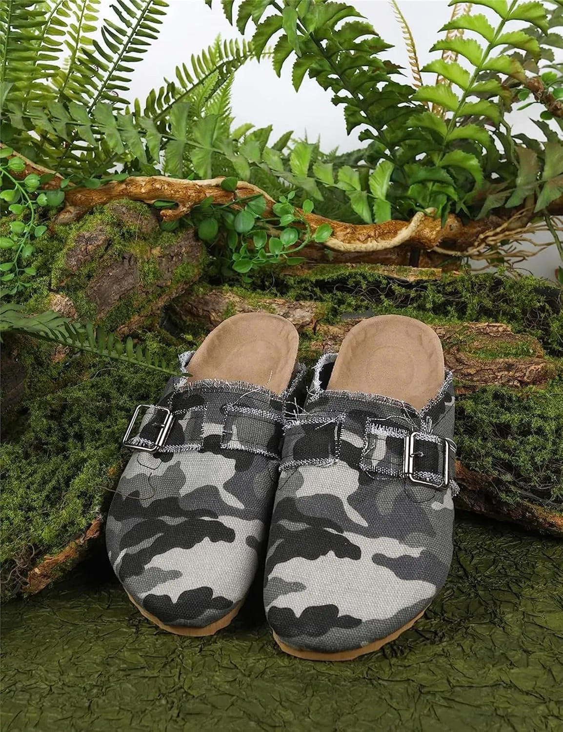RACHAPE Canvas Loafer Women's Vintage Clogs Flat Slides Slip On Mules Shoes Low Top Backless Casual Sneakers for Walking