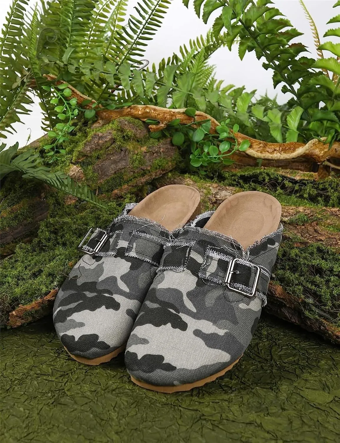 RACHAPE Canvas Loafer Women's Vintage Clogs Flat Slides Slip On Mules Shoes Low Top Backless Casual Sneakers for Walking