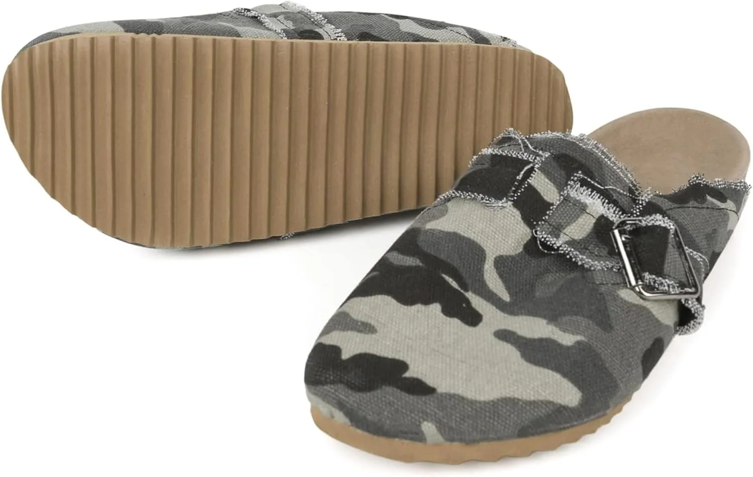 RACHAPE Canvas Loafer Women's Vintage Clogs Flat Slides Slip On Mules Shoes Low Top Backless Casual Sneakers for Walking