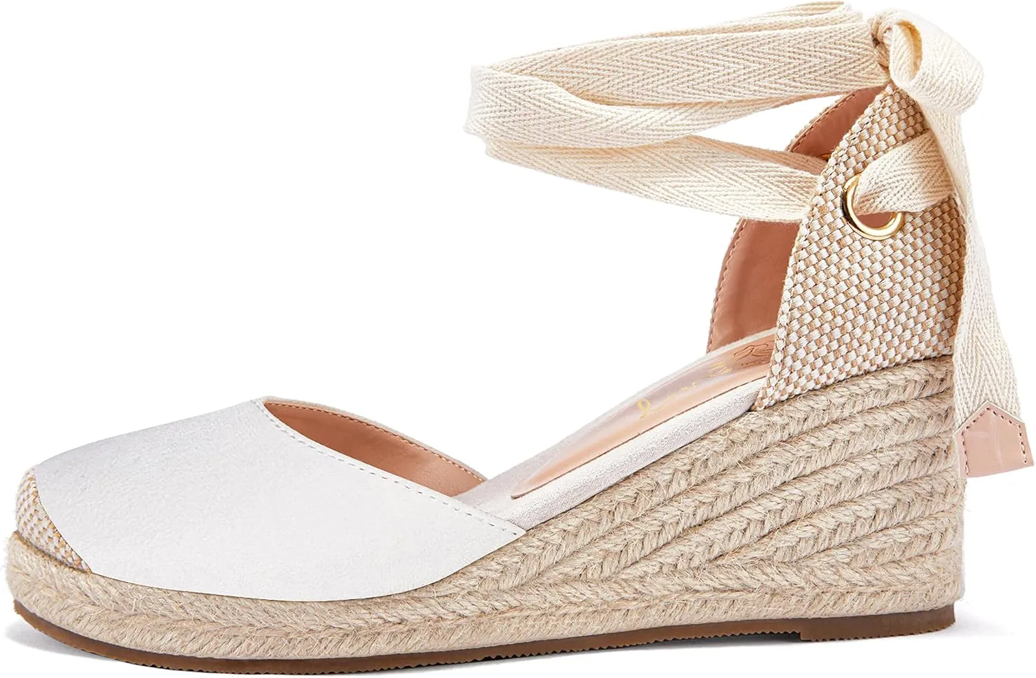 Ruanyu Womens Platform Espadrille Sandals Lace Up Closed Toe Summer Wedge Sandals