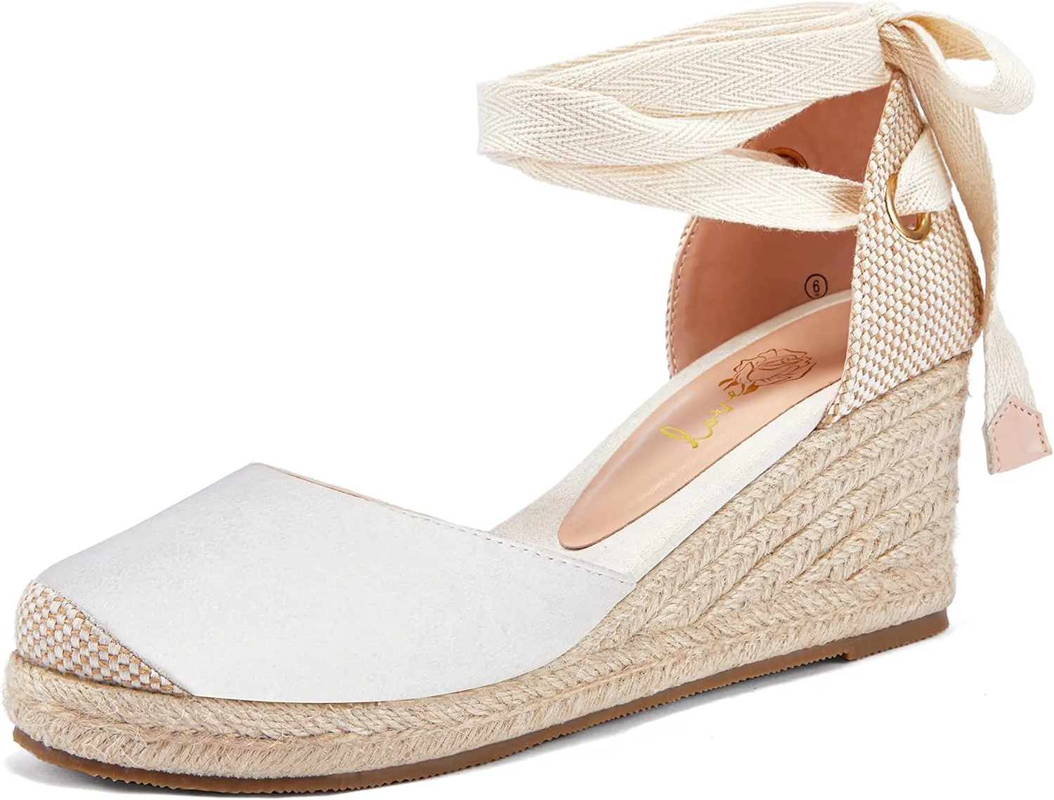 Ruanyu Womens Platform Espadrille Sandals Lace Up Closed Toe Summer Wedge Sandals