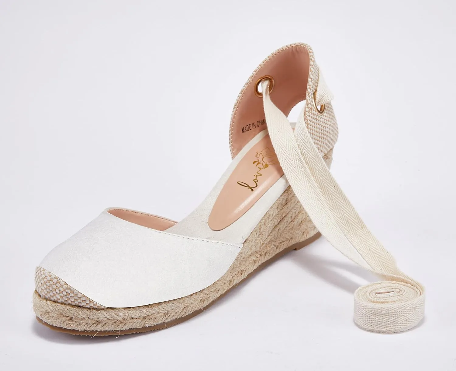 Ruanyu Womens Platform Espadrille Sandals Lace Up Closed Toe Summer Wedge Sandals