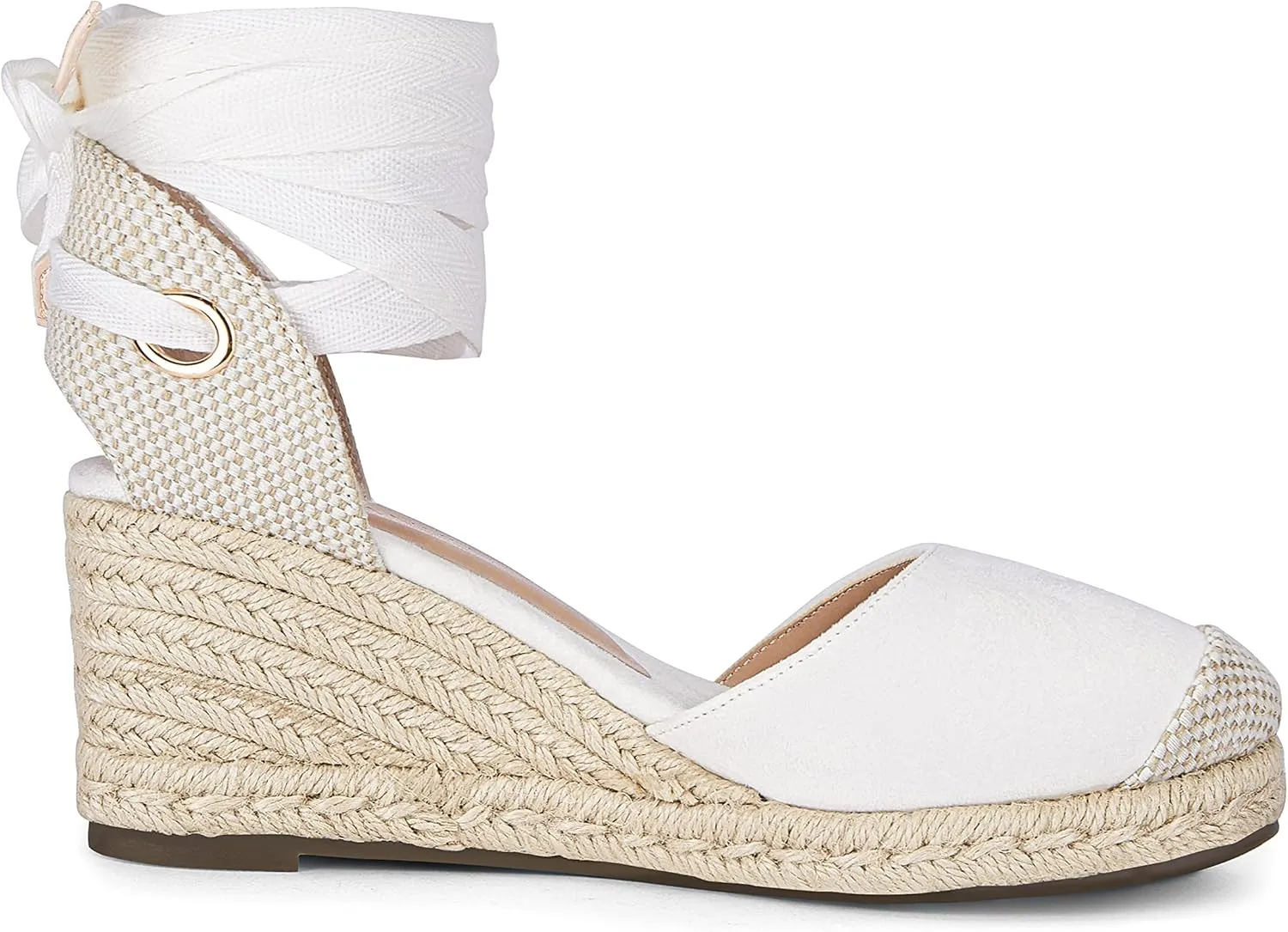 Ruanyu Womens Platform Espadrille Sandals Lace Up Closed Toe Summer Wedge Sandals