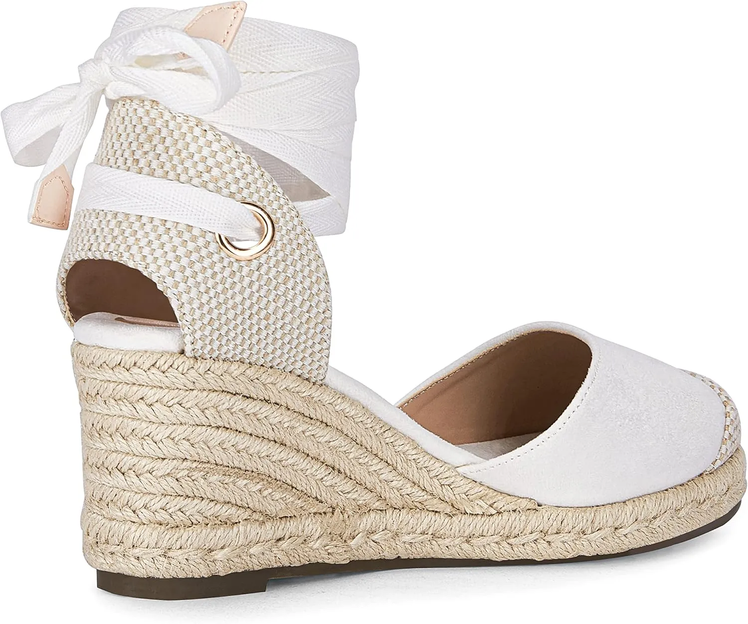 Ruanyu Womens Platform Espadrille Sandals Lace Up Closed Toe Summer Wedge Sandals
