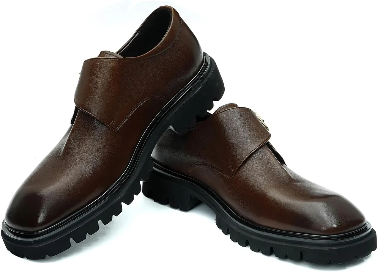 Santimon Men's Loafers Formal Dress Slip On Leather Buckle Loafers Business Wedding Casual Fashion Summer Shoes for Men Boys