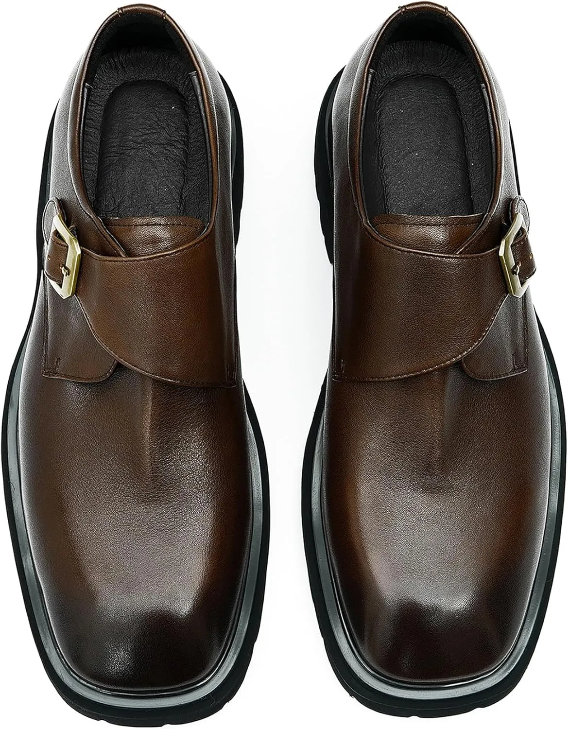 Santimon Men's Loafers Formal Dress Slip On Leather Buckle Loafers Business Wedding Casual Fashion Summer Shoes for Men Boys