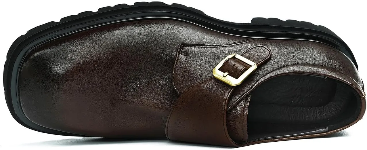 Santimon Men's Loafers Formal Dress Slip On Leather Buckle Loafers Business Wedding Casual Fashion Summer Shoes for Men Boys
