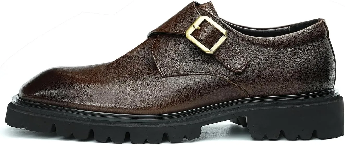 Santimon Men's Loafers Formal Dress Slip On Leather Buckle Loafers Business Wedding Casual Fashion Summer Shoes for Men Boys