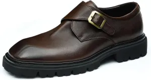 Santimon Men's Loafers Formal Dress Slip On Leather Buckle Loafers Business Wedding Casual Fashion Summer Shoes for Men Boys
