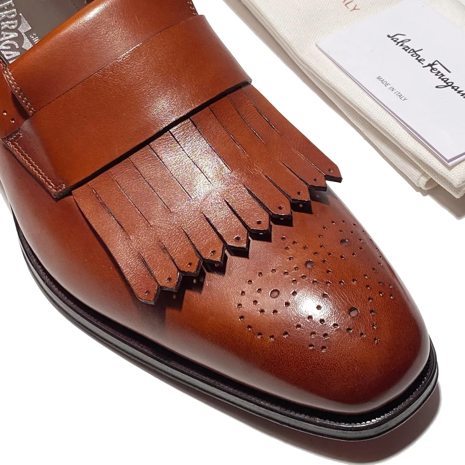 Saturn TRAMEZZA Tassel Brogue Loafers 9 EE 42 Men's Brown Leather Dress Shoes (Salvatore