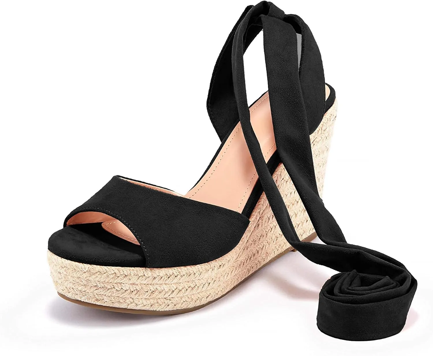 SERAIH Womens Lace up Espadrilles Platform Wedges Sandals Heels Tie Ankle Strap Summer Dress Shoes