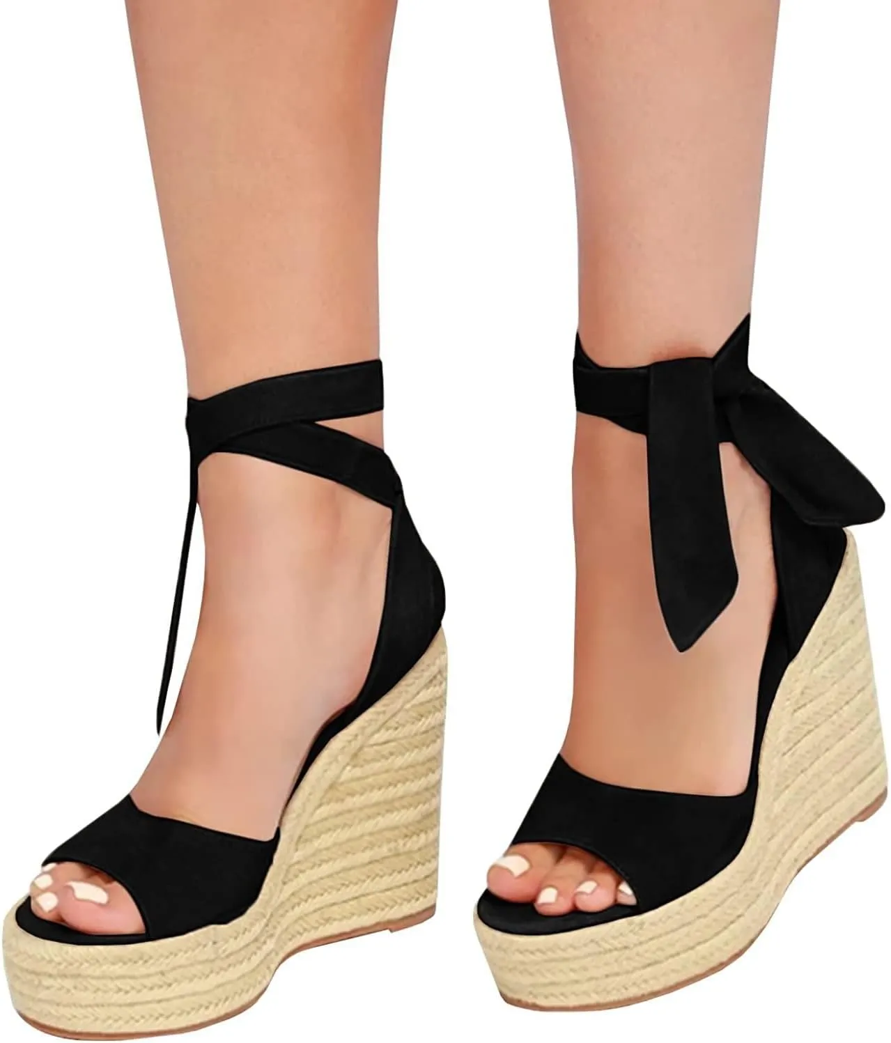 SERAIH Womens Lace up Espadrilles Platform Wedges Sandals Heels Tie Ankle Strap Summer Dress Shoes