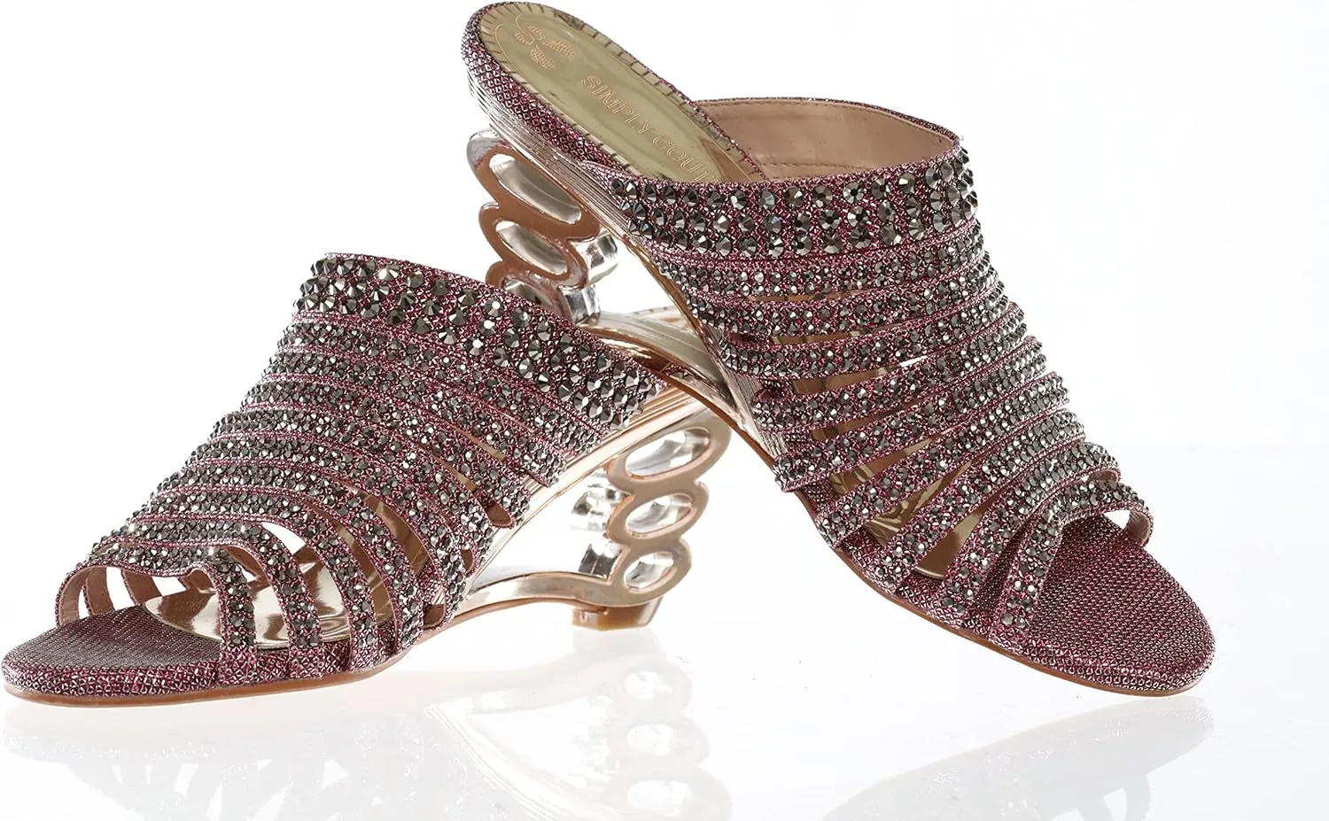 SIMPLY COUTURE Women's Strappy Rhinestone Slide Dress Sandal