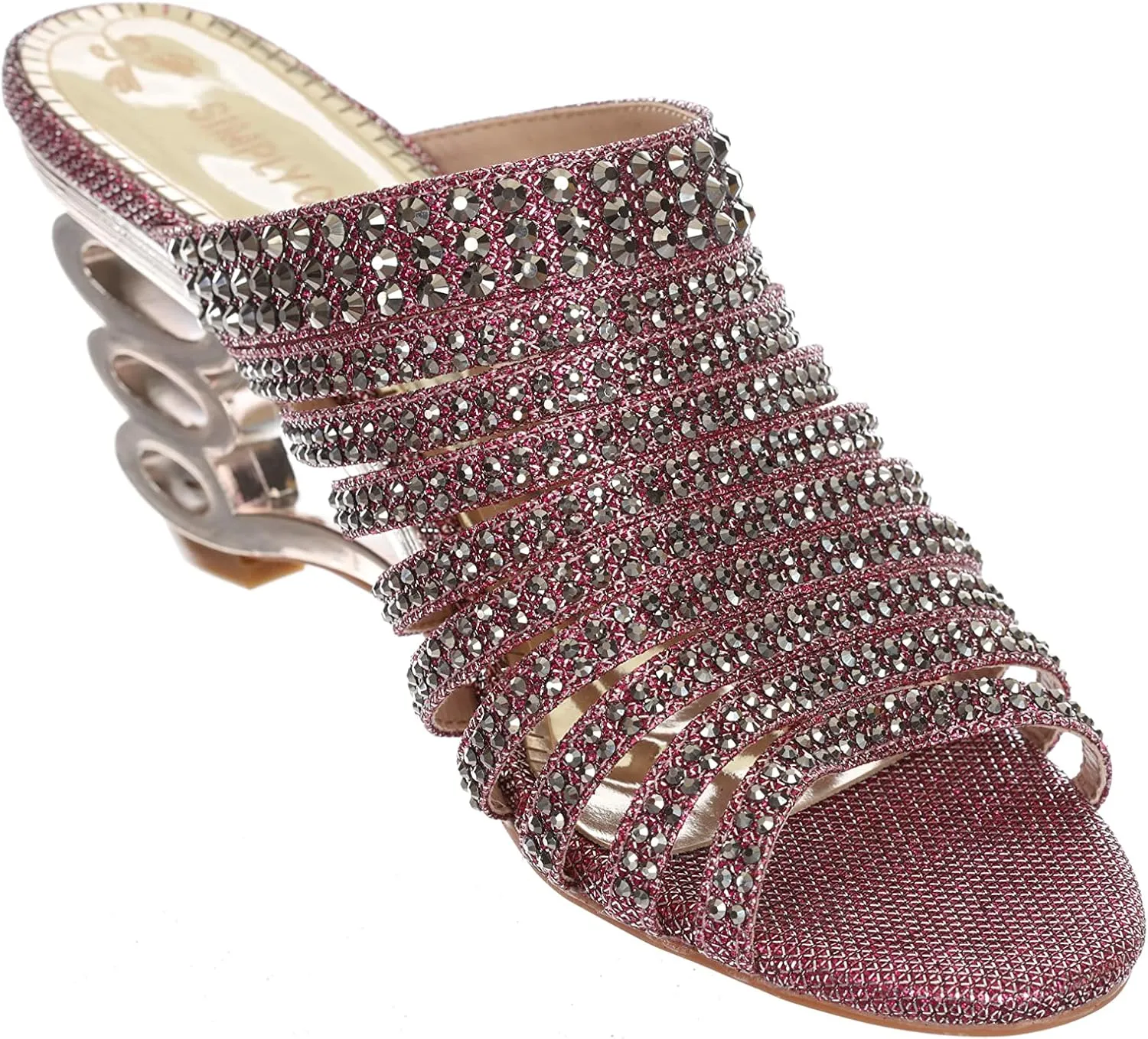 SIMPLY COUTURE Women's Strappy Rhinestone Slide Dress Sandal