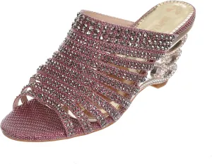 SIMPLY COUTURE Women's Strappy Rhinestone Slide Dress Sandal