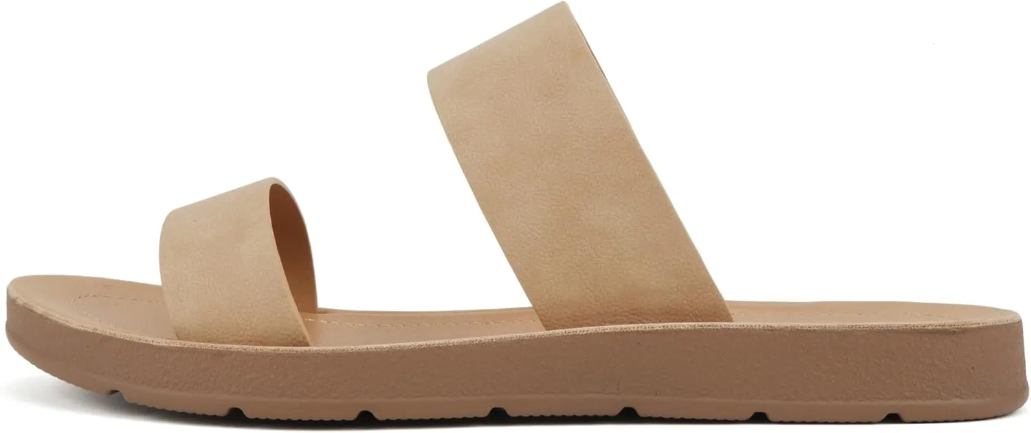 Soda Shoes Women Flip Flops Flat Beach Sandals Slides Double Straps OCCUPY-S