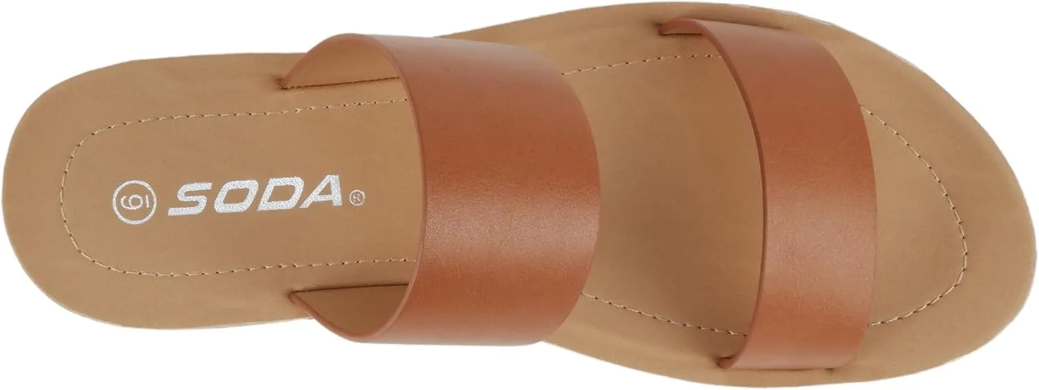Soda Shoes Women Flip Flops Flat Beach Sandals Slides Double Straps OCCUPY-S