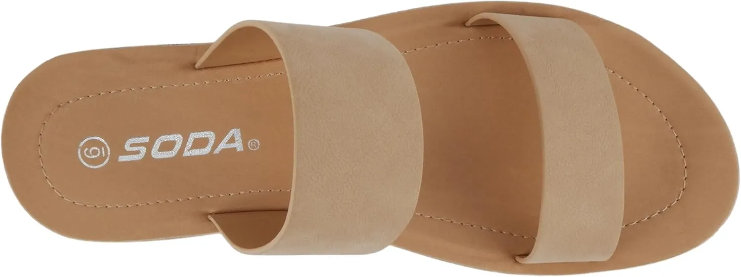 Soda Shoes Women Flip Flops Flat Beach Sandals Slides Double Straps OCCUPY-S