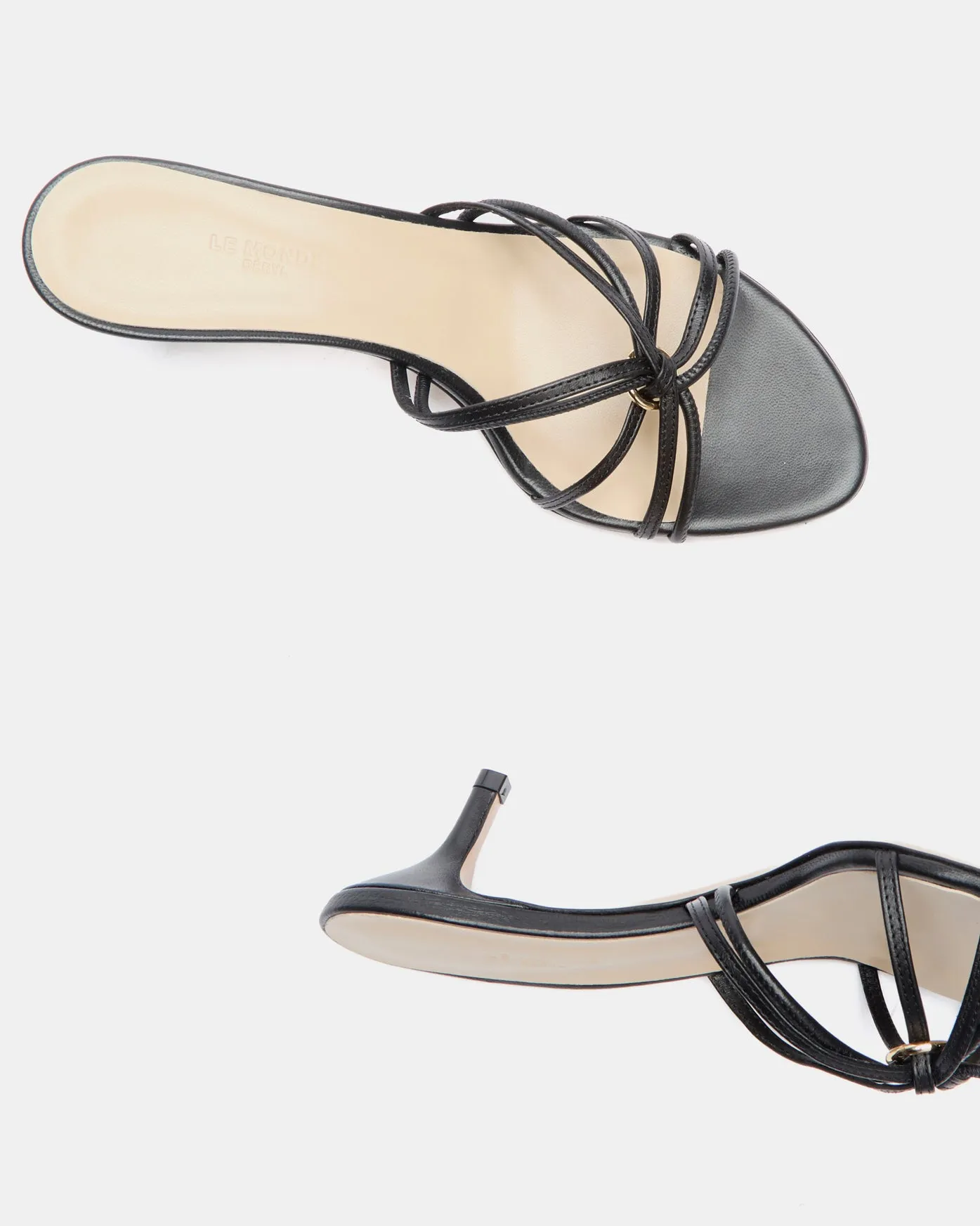 Sofia Strappy Kitten / Black Leather