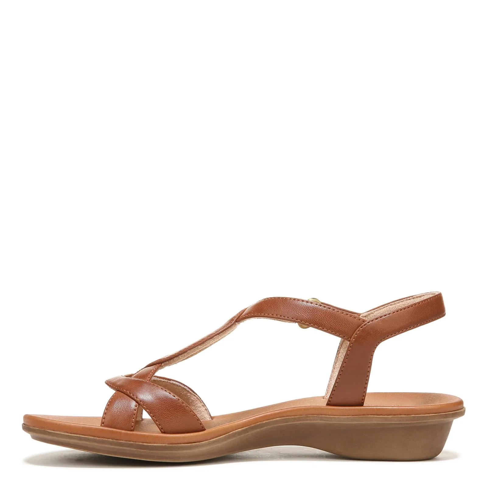 SOUL Naturalizer Womens Solo Strappy Flat Memory Foam Casual Sandals,Toffee Brown,8M