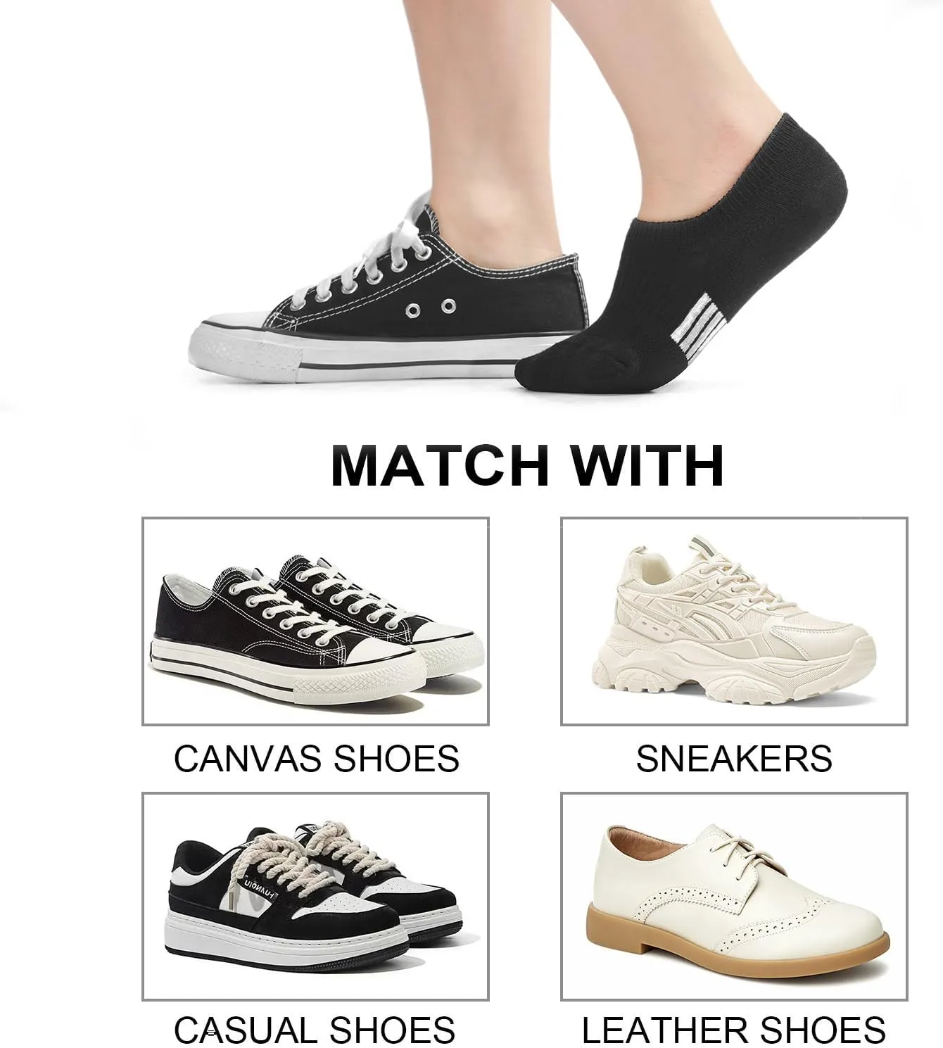 Toes Home No Show Socks Womens Cushioned Low Cut Athletic Hidden Liner for Sneakers Ankle Invisible Running Socks 4/6 Pairs