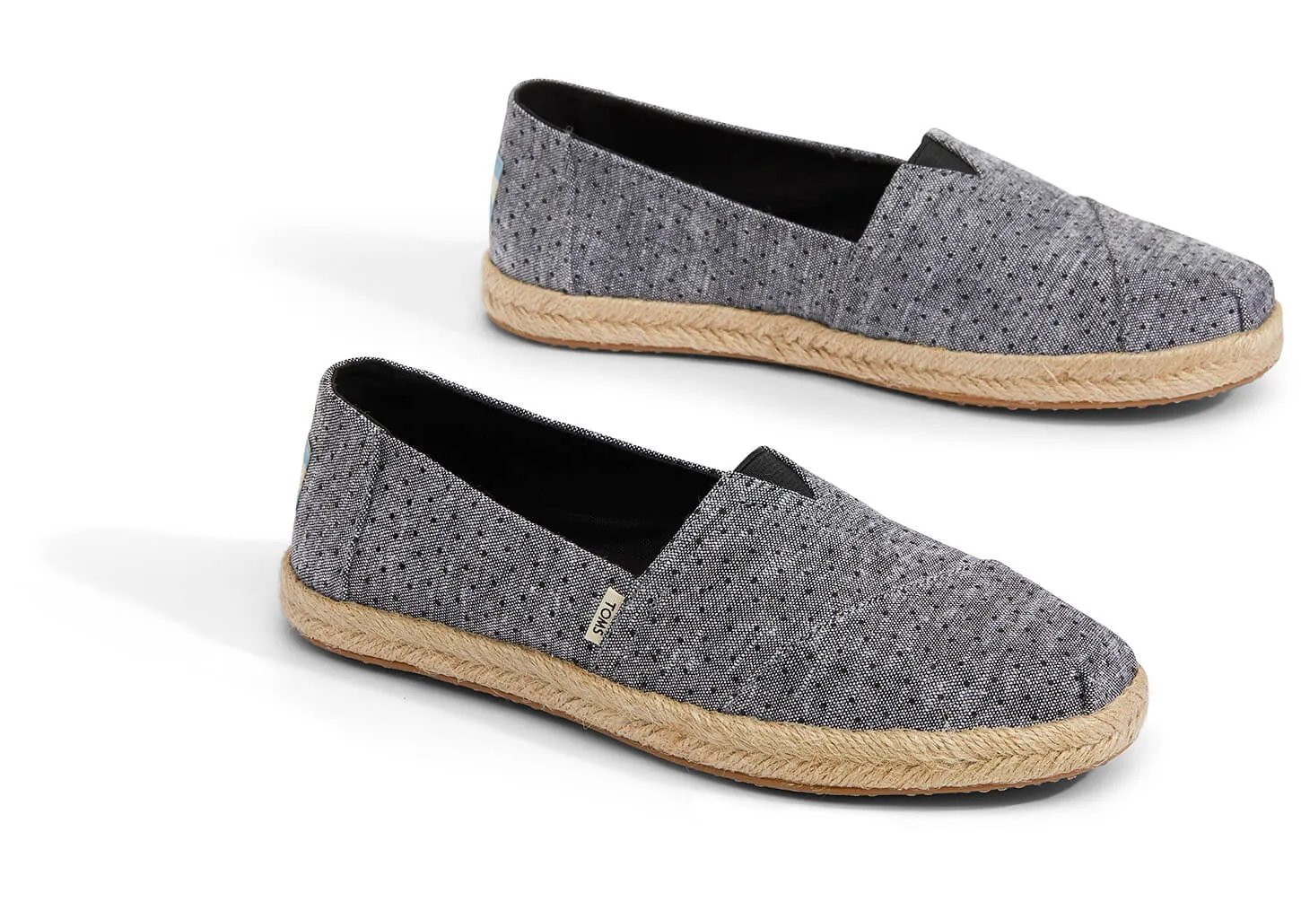 Toms Black Tiny Chambray Dots Womens Espadrilles Shoes 10013523