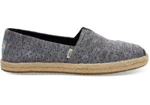 Toms Black Tiny Chambray Dots Womens Espadrilles Shoes 10013523