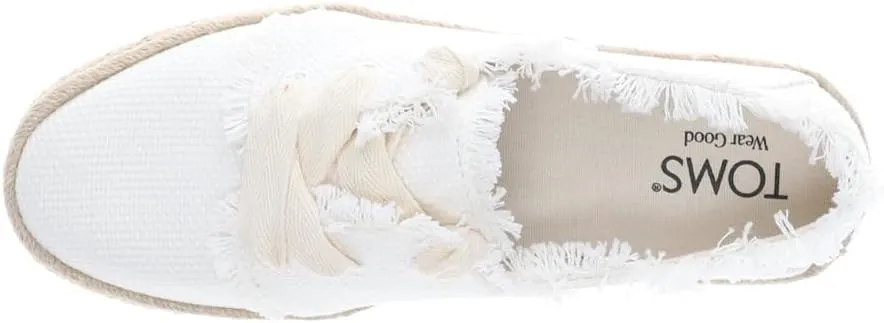 TOMS Womens Carolina Lace Up Espadrille Sneakers Shoes Casual - White