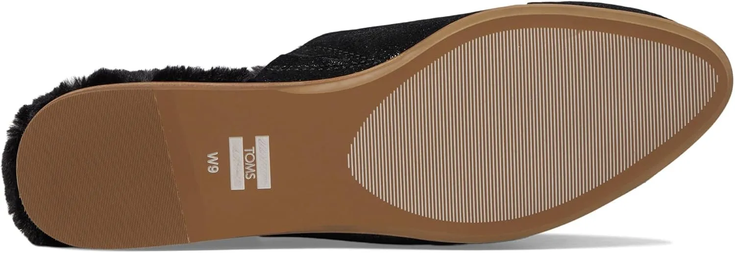 TOMS Womens Jade Metallic Suede Mules Flats Casual - Black